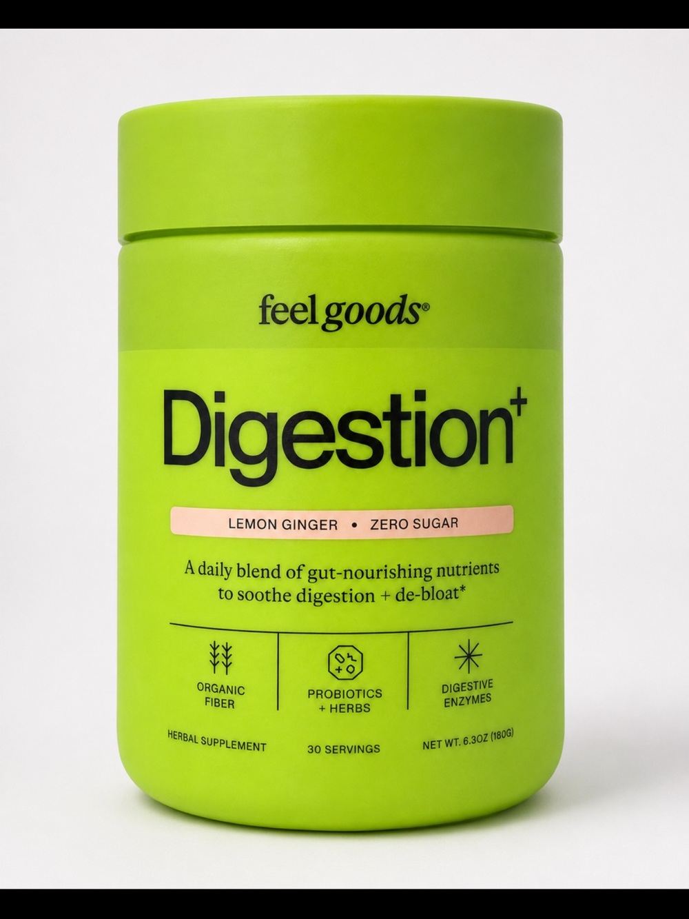 Feel Goods Digestion+ Lemon Ginger Daily Digestive Supplement - Green